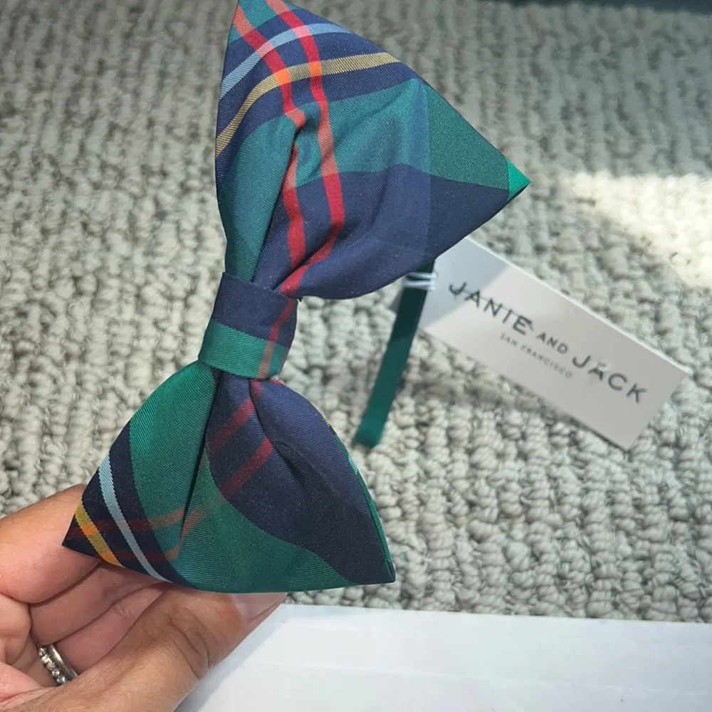 Janie and Jack Plaid Bow Headband, NWT -